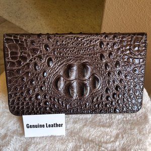 Genuine Leather Croc Embossed Clutch